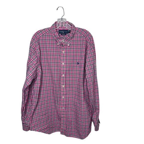 Ralph Lauren Men’s XXL Classic Fit Button Down Shirt Pink Plaid Long Sleeve - Picture 1 of 9
